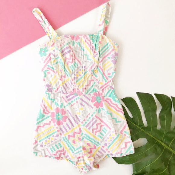 Vintage Other - Vintage 1970s Cotton Playsuit Romper Tropical Ceeb